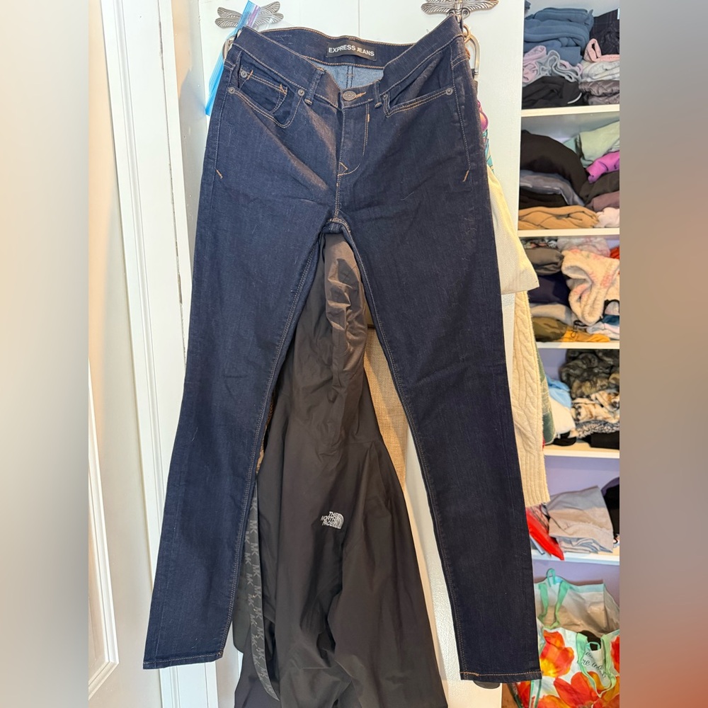 Express Mid Rise Dark Blue Women's Jeans